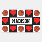 Basketballen & Hef de Naam van de Speler van de Do Rechthoekige Sticker (Voorkant)