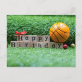 Basketballen met vrolijk verjaardagswoord staat op briefkaart (Voorkant)