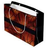 Basketballen op Flannel Large Cadeautasje (Achterkant Gekanteld)