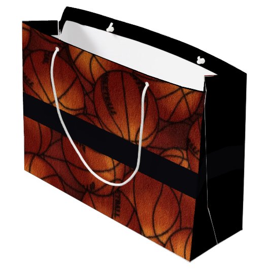 Basketballen op Flannel Large Cadeautasje (Achterkant Gekanteld)