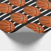 Basketballen op Scheidsrechter Stripes Gift Cadeaupapier (Hoek)