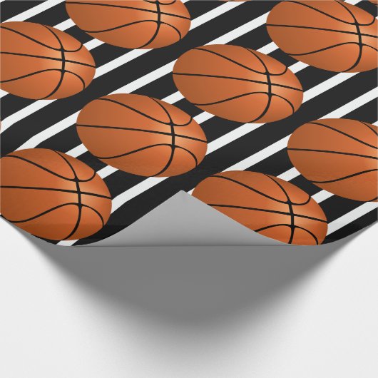 Basketballen op Scheidsrechter Stripes Gift Cadeaupapier (Hoek)