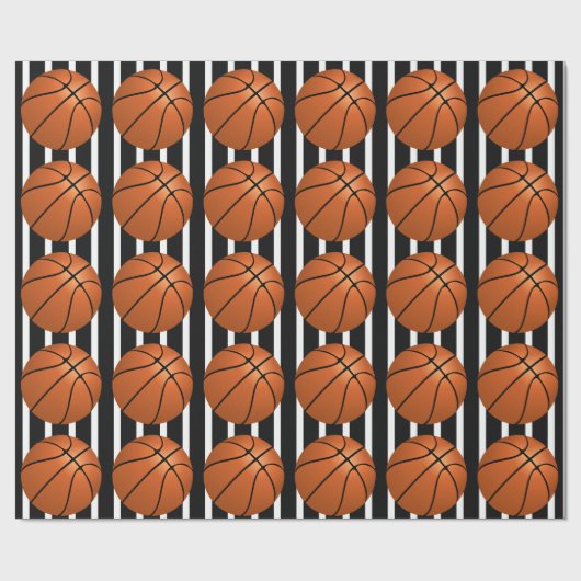 Basketballen op Scheidsrechter Stripes Gift Cadeaupapier (Vlak)