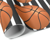 Basketballen op Scheidsrechter Stripes Gift Cadeaupapier (Rol Hoek)
