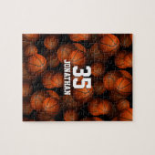 Basketballen patronen jongens gepersonaliseerd legpuzzel (Horizontaal)