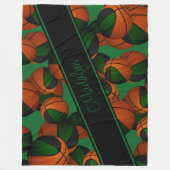 basketballen patroon groene zwarte meisjes fleece deken (Voorkant)