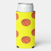 Basketballen patroon op geel seltzer blikjeskoeler (Seltzer Voorkant)