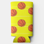 Basketballen patroon op geel seltzer blikjeskoeler (Achterkant)