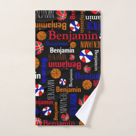 Basketballen sporten rood zwart oranje handdoek