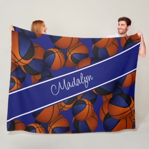 basketballen zwart team kleuren haar naam fleece deken