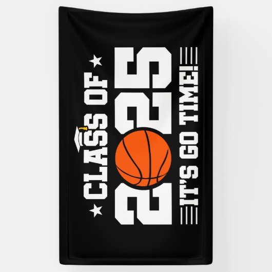 Basketballer Afstuderen Klasse van 2025 Senior Spandoek (Verticaal)