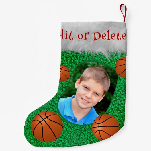 Basketballer Basketbal Coach Foto Naam Cool Kleine Kerstsok (Achterkant)