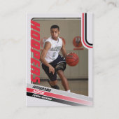 Basketballer Custom Trading Kaart in zwart rood Contactkaartje (Voorkant)