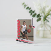 Basketballer Custom Trading Kaart in zwart rood Contactkaartje (Staand voorkant)