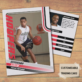 Basketballer Custom Trading Kaart in zwart rood Contactkaartje