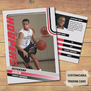 Basketballer Custom Trading Kaart in zwart rood Contactkaartje