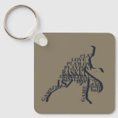 Basketballer dribbelen met full body tekst sleutelhanger (Voorkant)