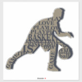 Basketballer dribbelen met full body tekst sticker (Vel)