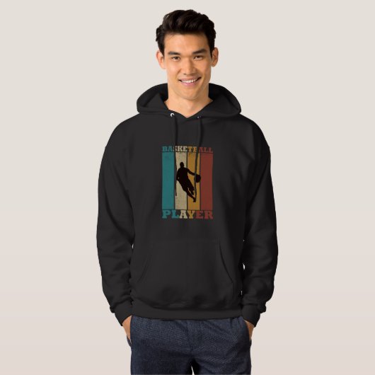 Basketballer dribbelen  retro stijl hoodie (Voorkant volledig)