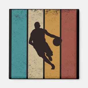Basketballer dribbelen  retro stijl magneet