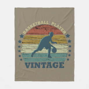 Basketballer dribbelen  retro zonsondergang fleece deken