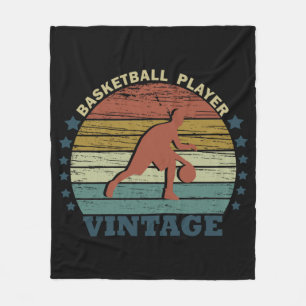 Basketballer dribbelen  retro zonsondergang fleece deken