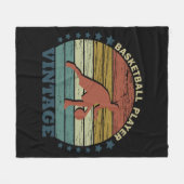 Basketballer dribbelen  retro zonsondergang fleece deken (Voorkant (Horizontaal))