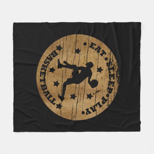 Basketballer dribbelen  retro zonsondergang fleece deken (Voorkant (Horizontaal))