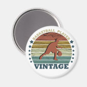 Basketballer dribbelen retro zonsondergang magneet (Voorkant / Achterkant)