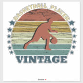 Basketballer dribbelen retro zonsondergang stijl sticker (Vel)