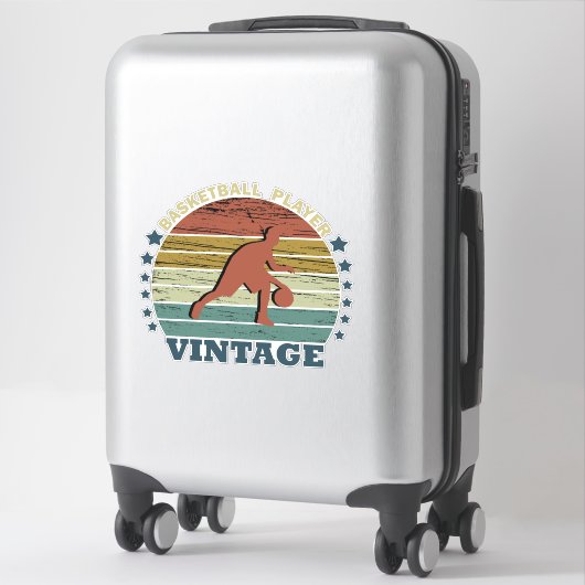 Basketballer dribbelen retro zonsondergang stijl sticker (Koffer)