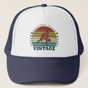 Basketballer dribbelen  retro zonsondergang trucker pet