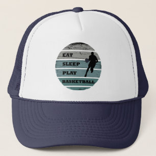 Basketballer dribbelen  retro zonsondergang trucker pet