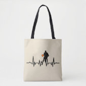 Basketballer dribbelende hartslag tote bag (Voorkant)