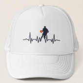 Basketballer dribbelende hartslag trucker pet (Voorkant)