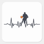 Basketballer dribbelende hartslag vierkante sticker (Voorkant)