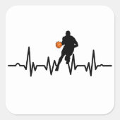 Basketballer dribbelende hartslag vierkante sticker (Voorkant)