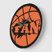 Basketballer fan sinaasappel bal grote klok (Hoek)