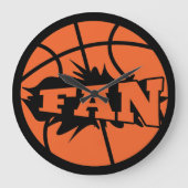 Basketballer fan sinaasappel bal grote klok (Voorkant)