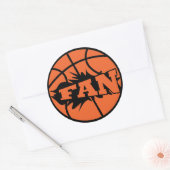 Basketballer fan sinaasappel bal ronde sticker (Envelop)