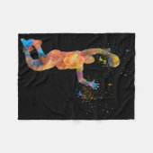 Basketballer in Waterverf spelen Fleece Deken (Voorkant (Horizontaal))