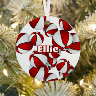 Basketballer Keepsakes kinder rode team kleuren Metalen Ornament