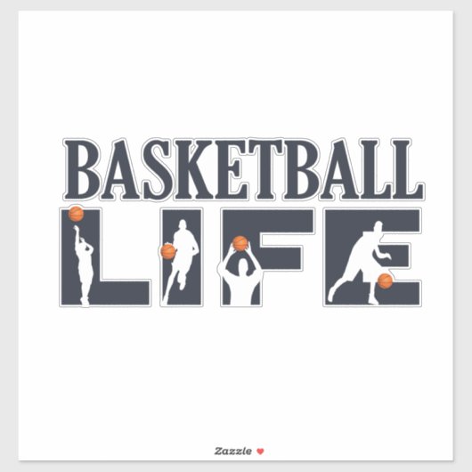basketballer leven blauwe tekst sticker (Vel)