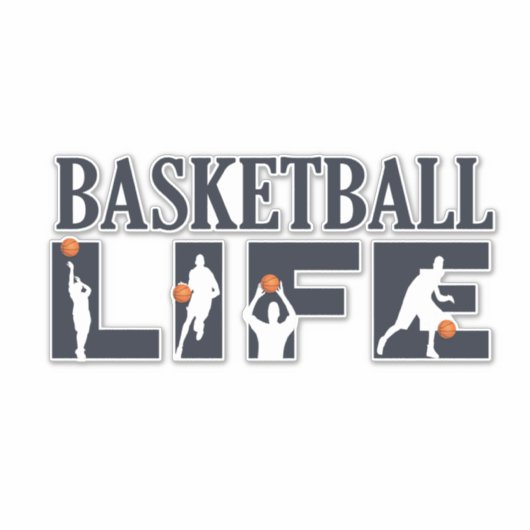 basketballer leven blauwe tekst sticker (Voorkant)