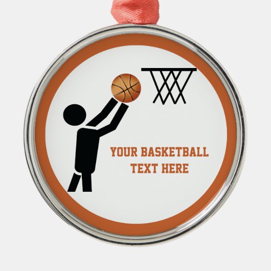 Basketballer met bal metalen ornament (Voorkant)