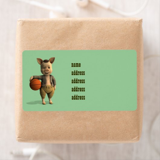 Basketballer Piglet Etiket (Insitu)