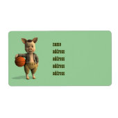 Basketballer Piglet Etiket (Voorkant)