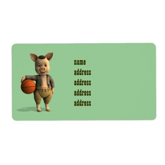 Basketballer Piglet Etiket (Voorkant)