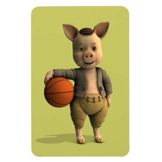 Basketballer Piglet Magneet (Verticaal)