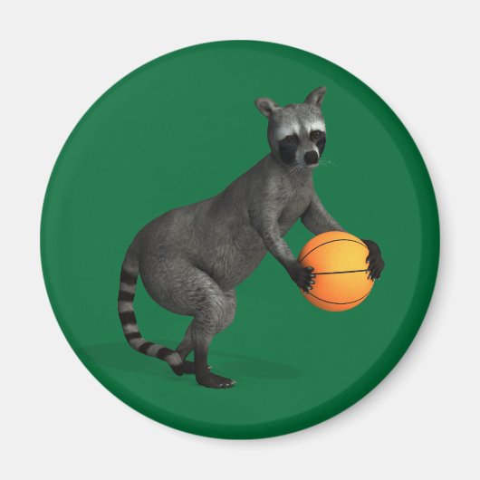 Basketballer Raccoon Magneet (Voorkant)